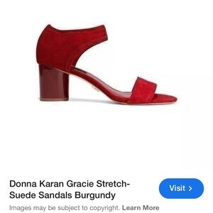Donna Karan Red Sandals Suede Elegance